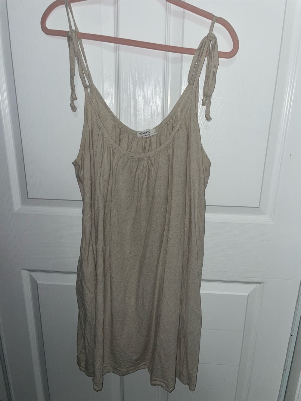 Light Beige Tie-Shoulder Mini Dress - Women